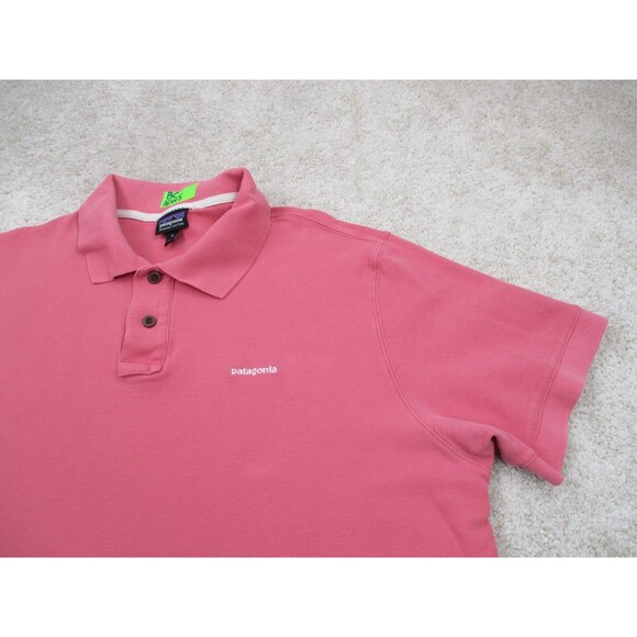 Patagonia Belwe Pique Polo Shirt Men Extra Large XL Pink Organic Cotton Golf - Picture 3 of 11